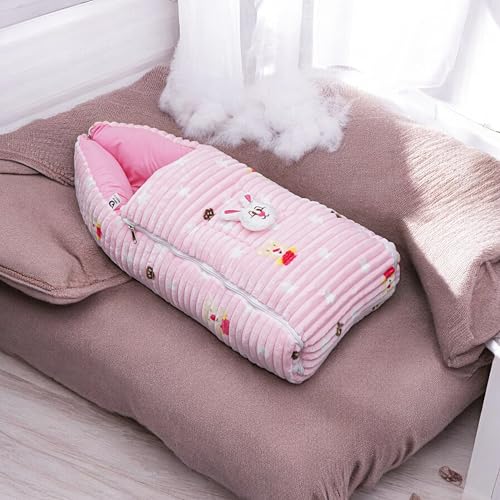Image of VOIDROP Velvet Baby Sleeping Bag 3 in 1 for New Born Babies Baby Fur Material Portable Travelling Bed for Infants Premium QULAITY Baby Breastfeeding Bed Flamingo Pink