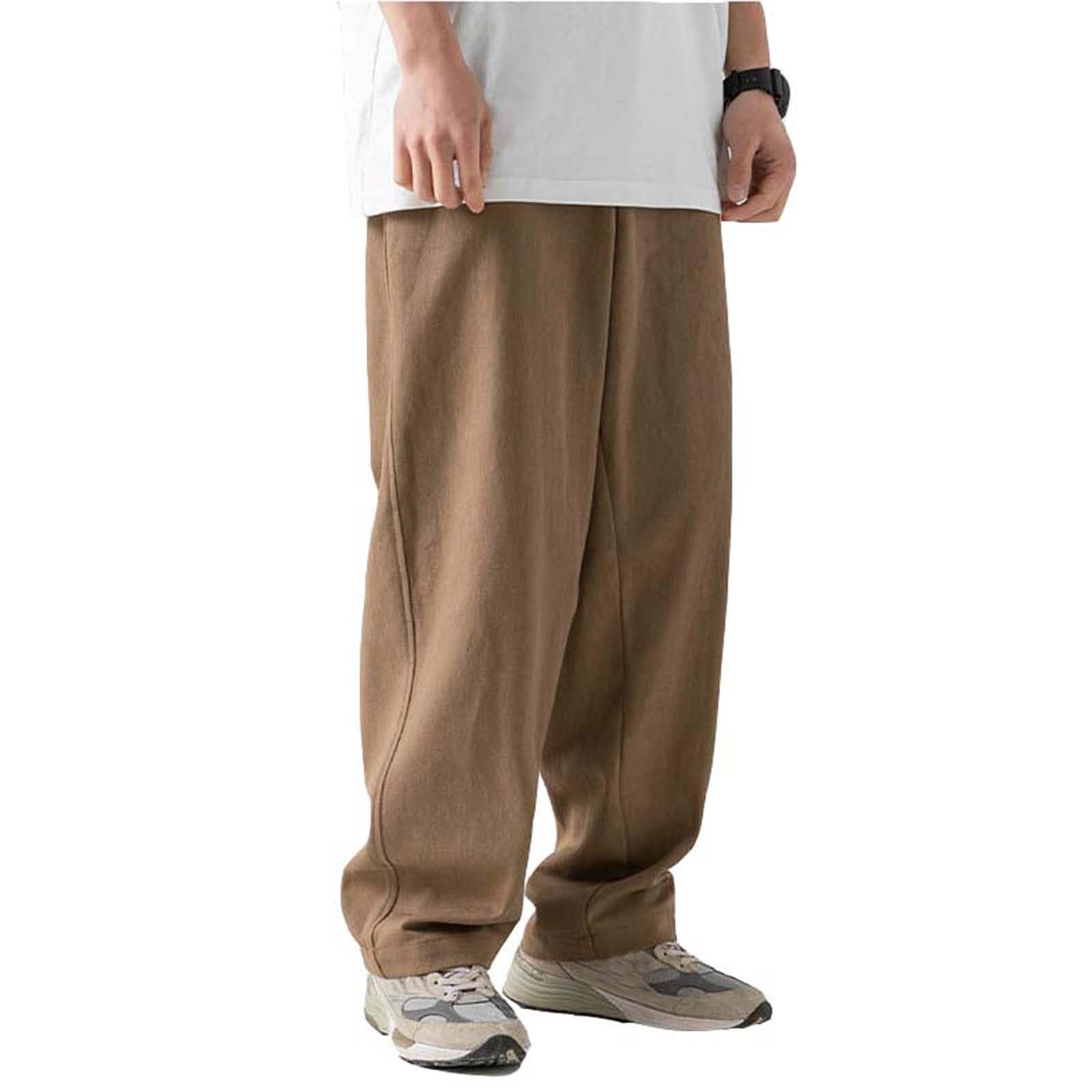 Generico Pantaloni Casual Pantaloni da Lavoro da Uomo Stile Casual Molteplici Tasche Utili Coulisse in Vita Polsini Elastici in Tessuto Resistente La vestibilità Rilassata di Lino Uomo Cargo