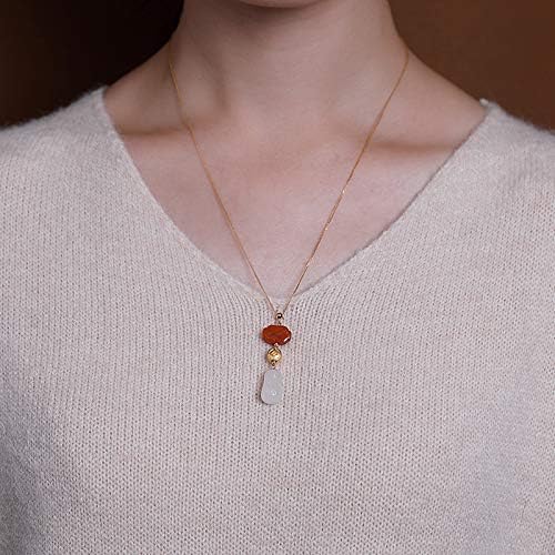 Natural South Red Hetan Jade Girl Sweater Chain Pendant