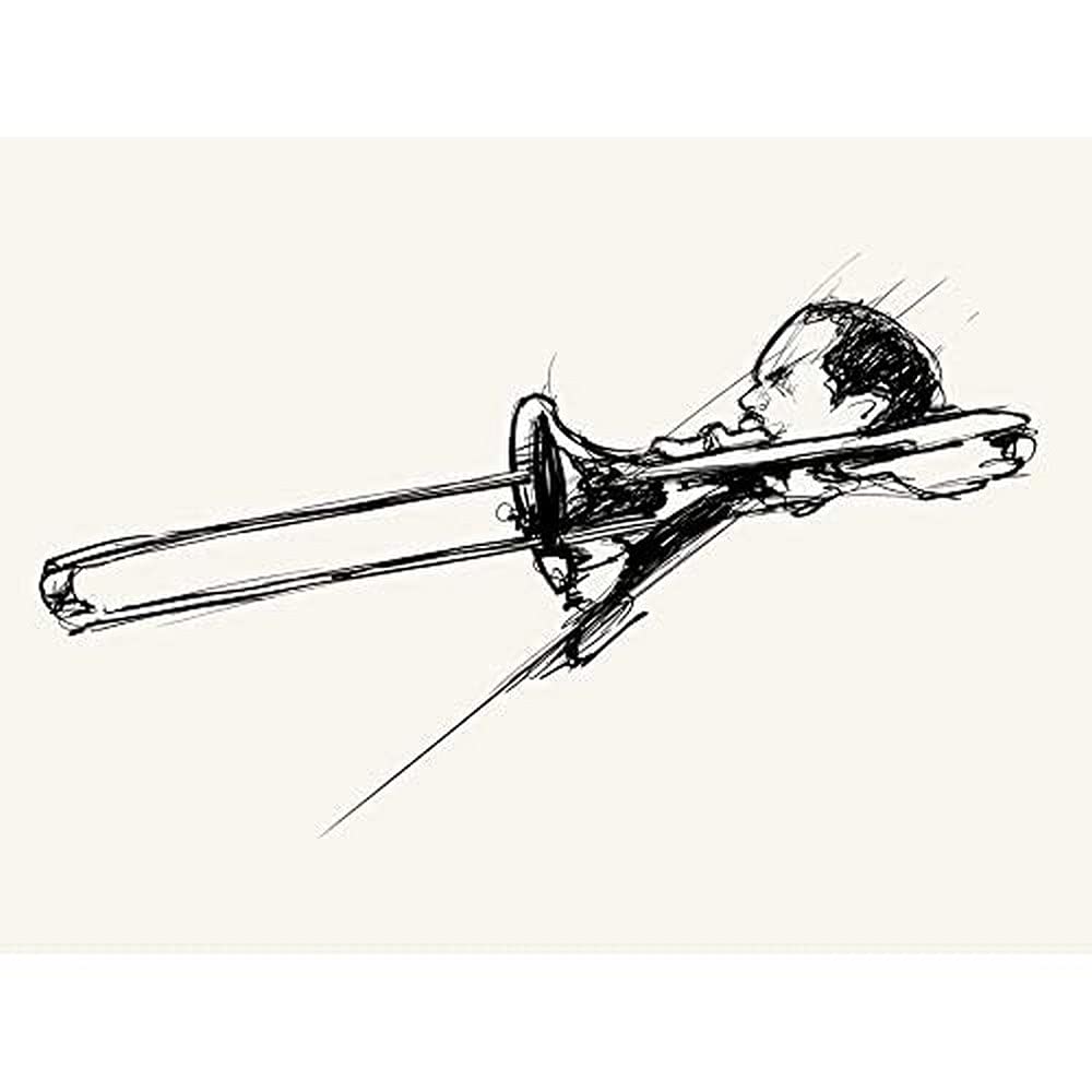 Wee Blue Coo Musician Trombone Player Art Print Canvas Premium Wall Decor Poster