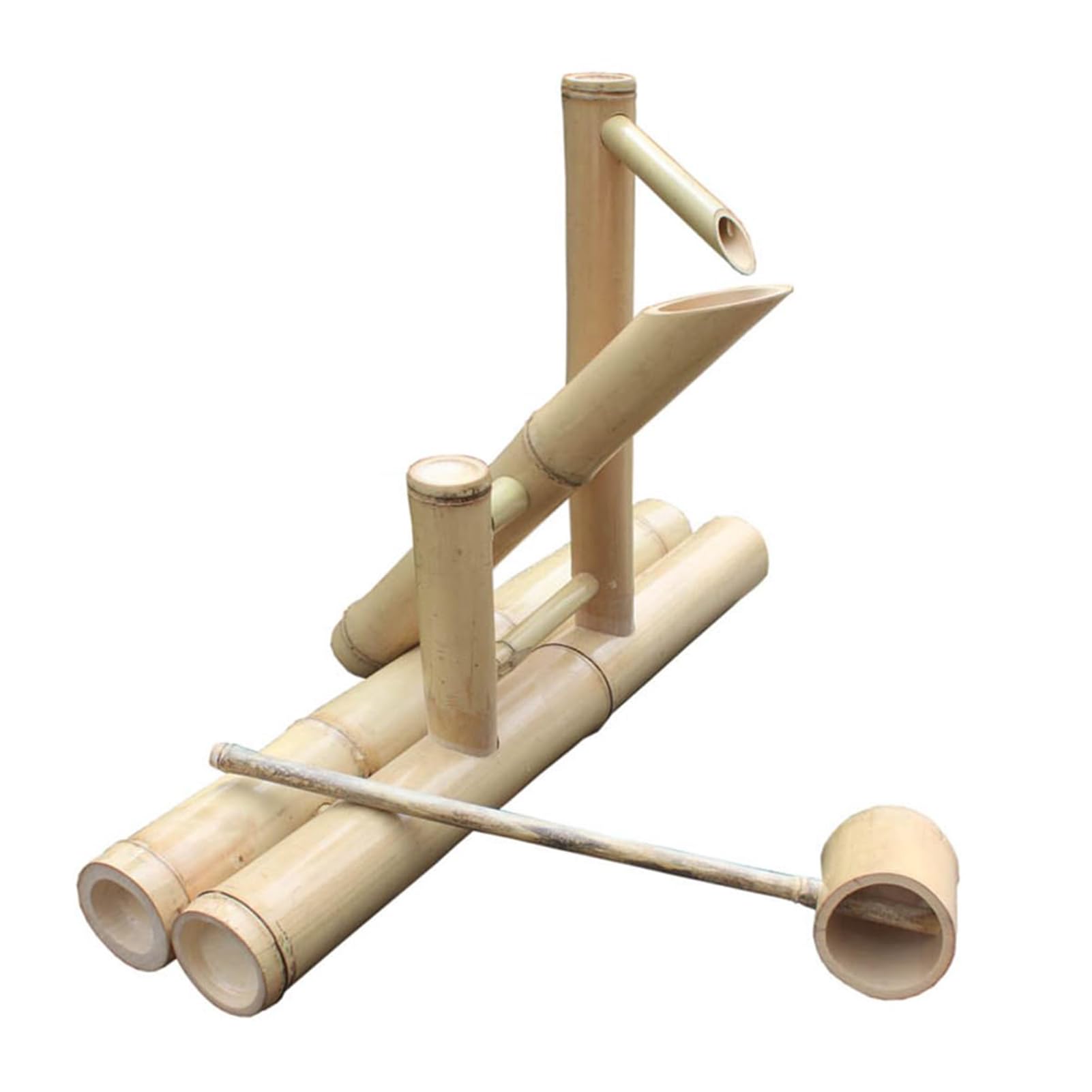 JTWWDM Feng Shui Natural Bamboo Water Fountain, Rocking Bamboo Fountains Kit with Pump, Quiet Flowing Water Feature for Home Calm Patio Backyard