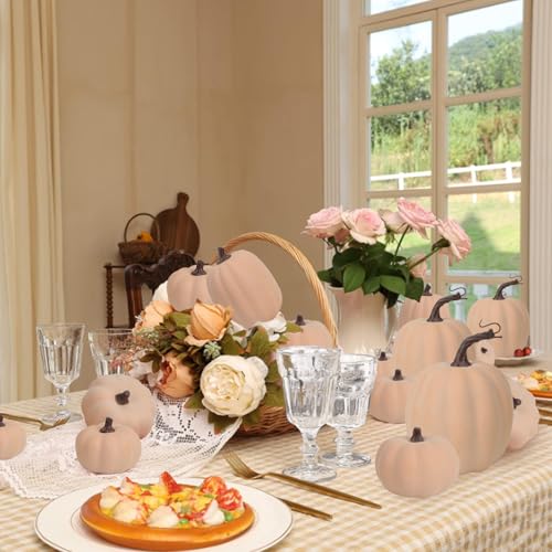 Image of Ghrdopy 9PCS Fall Pumpkin Decor - Plastic Artificial Fake Pumpkins Used for Home Party Outdoor Decor and Thanksgiving Decorations