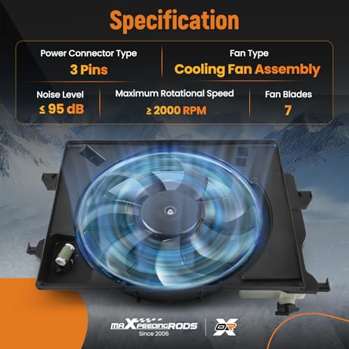 Image of maXpeedingrods Engine Radiator Cooling Fan Assembly for Kia Rio 2012-2017, for Hyundai Veloster 2012-2017, for Accent 2012-2013 253801R050