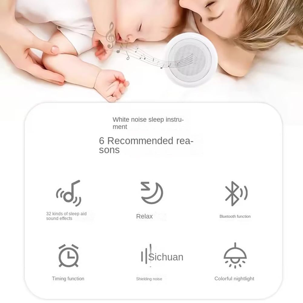 White Noise Machine Lautsprecher mit Licht, Schlaf-Sound-Maschine, Mehrere Natürliche Sound Einschlafhilfe für Atemzug für Schlaf Yoga Therapie Stressabbau