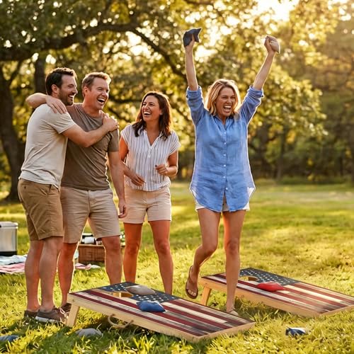 Image of Sportdo 4x2 ft Solid Wood Cornhole Set with 8 Bean Bags, Regulation Size Cornhole Board Set for Adults, Cornhole Game Set for Tailgate Backyard Toss Games Indoor&Outdoor Activities