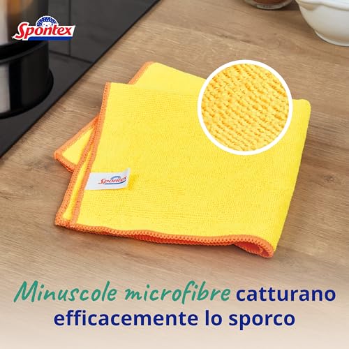 SPONTEX Panni in microfibra per la pulizia | 16 panni per pulizia in microfibra | Da utilizzare come panni per la polvere o per la cucina | 30 x 30cm | Colori assortiti | 16 pz. - immagine 5