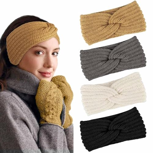 PROPOG Stirnband Damen Winter, 4 Stück Strick Ohrenwärmer Damen Verdicken Stirnbänder Mädchen Sehr Warm Elastische Gestrickte Haarband Headwrap Kopfband Warme Wintergeschenke PROPOG Stirnband Damen Winter, 4 Stück Strick Ohrenwärmer Damen Verdicken Stirnbänder Mädchen Sehr Warm Elastische Gestrickte Haarband Headwrap Kopfband Warme Wintergeschenke