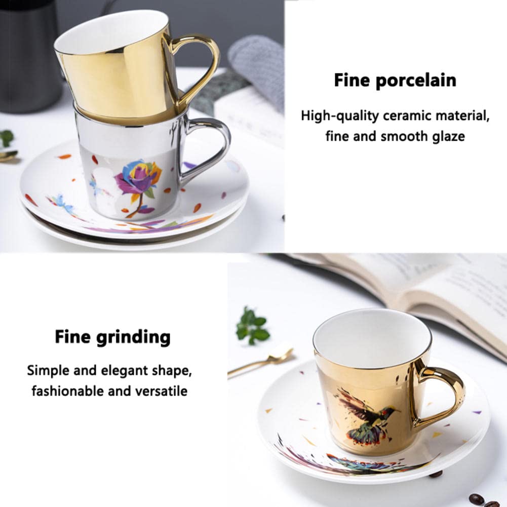 Piatto per tazza da caffè con riflessione a specchio set da tè pomeridiano di lusso tazza da corsa in ceramica per cavalli/cervi/colibrì  15