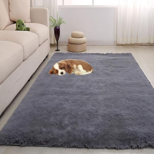 Alfombras Salón Pelo Largo 250 x 300 cm Antideslizante Super Suave Pelo Largo Fluffy Moderna Corto Resistente de Fácil Limpieza para Salón O Dormitorio, Gris