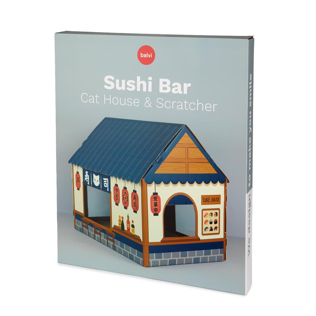 Balvi Casa para Gatos & Rascador Sushi Bar Un rascador con inspiración Japonesa Cartón