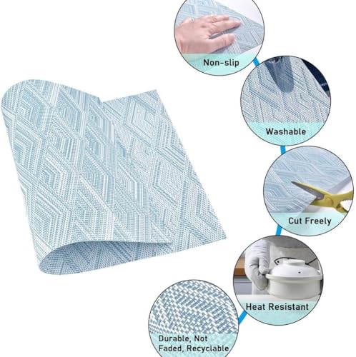 Image of YELONA Placemats for Dining Table - Heat Resistant, Non-Slip & Washable PVC Vinyl Table Mats - Set of 8, 45 x 30 cm (Ocean Blue)