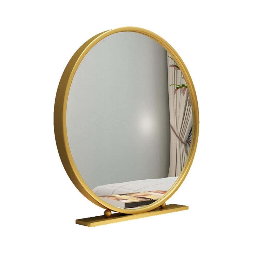 Amazon.com: Mirror Gold Table Top Makeup Vanity Mirror Tabletop Large  Cosmetic Mirror for Dressing Table Metal ed Iron Art Freestanding 70Cm :  Everything Else