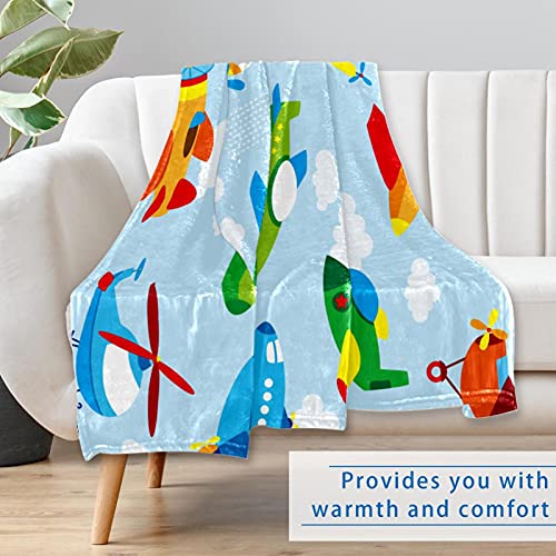 Couverture douce imprimé avion 150x100 cm pour lit et canapé - 7