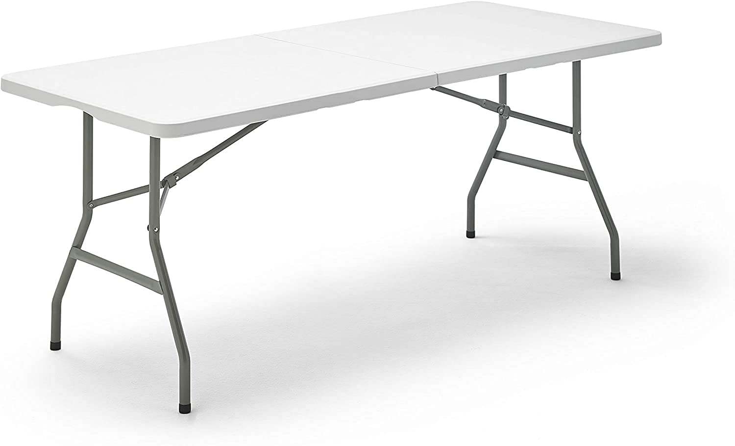 Mesa de resina plegable rectangular color blanco crudo de 240x76x74cm, chasis tubular 25mm pintado EPOXI, sin mantenimiento ,fácil almacenaje, ideal para reuniones con familiares o amigos.