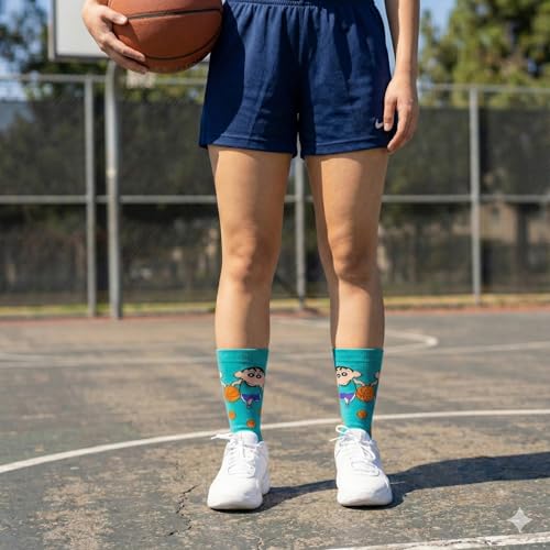 Image of THELA GAADI Shinchan Socks - Pure Cotton Crew Length Printed Funky Cartoon Socks for Men & Women | Odour Free & Beathable | Free Size & Unisex