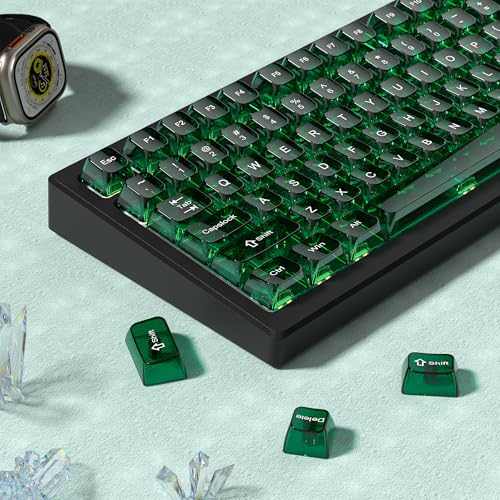 Image of dagaladoo Dark Green Clear keycap Set,Transparent keycaps 60 75 100 Percent,Crystal Jelly Keycaps,Shine Through Custom Key caps,MDA Profile Key Caps Keyboard for Mx Switches Mechanical Keyboard