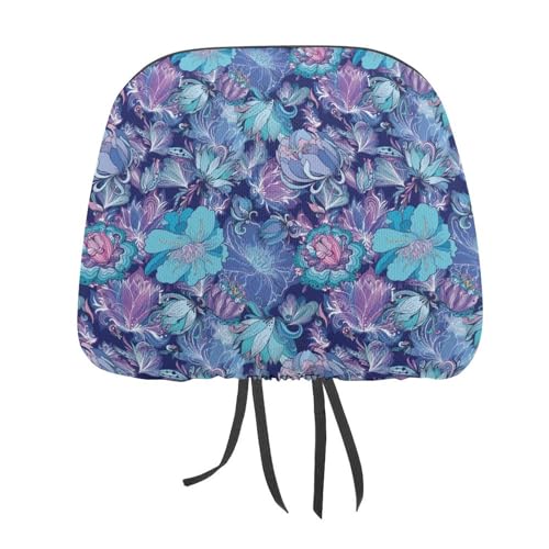Housses d'appuie-tête de voiture universelles lot de 2 floral