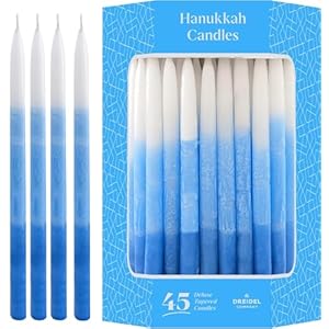 Thedreidelcompanydriplessdeluxetaperedpastelblueandwhitedecorationshanukkahmenorahcandlesforall8nightsofchanukahsingle  Urban Country Home Decor The dreidel company dripless deluxe tapered pastel blue and white decorations hanukkah menorah candles for all 8 nights of chanukah single  urban country home decor