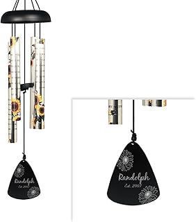 Engraved Family Name Sunflower Wind Chime Personalized Wind Chime