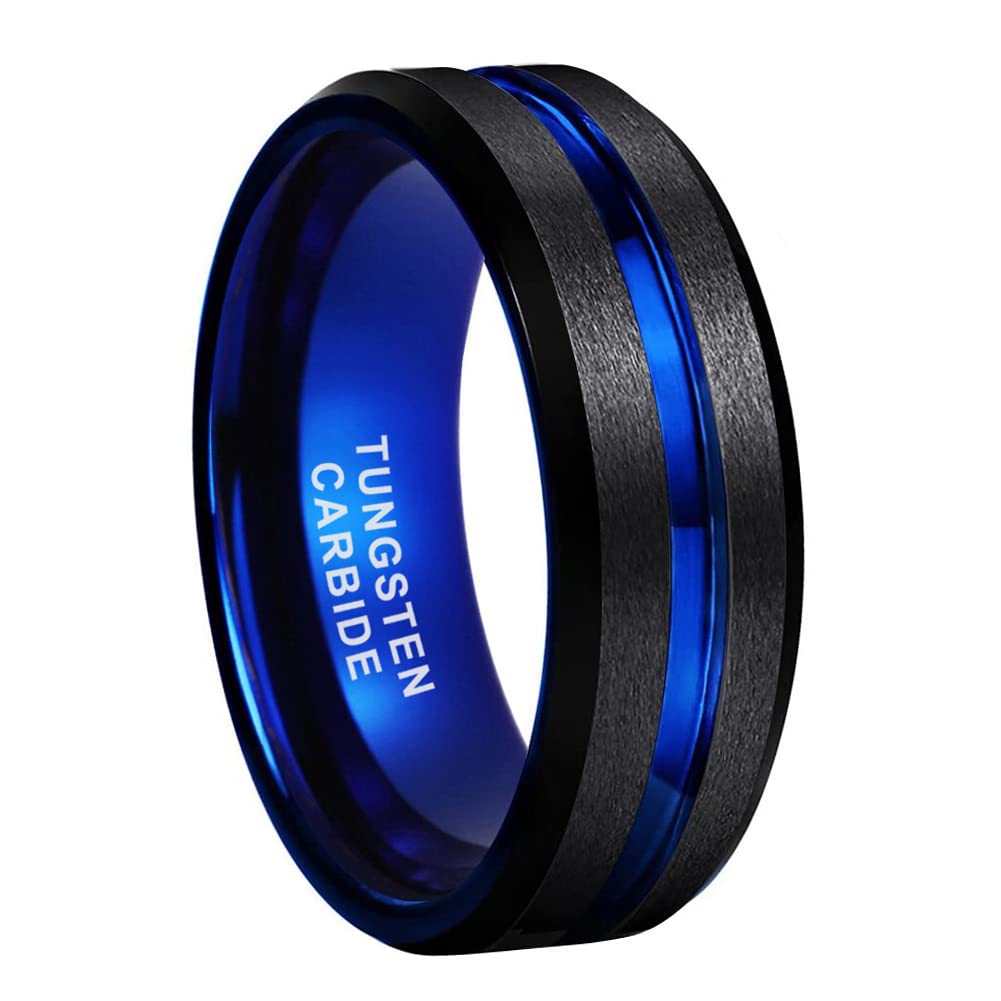TUTISS 6mm 8mm Silver/Black/Blue/Gunmetal/Gold/Rose Gold Tungsten Rings for Men Women Fashion Engagement Wedding Bands Matte Finish Beveled Edges