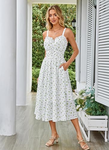 Image of Scarlet Darkness Summer Dresses for Women 2026 Floral Corset Dress Long Milkmaid Dress with Pocket