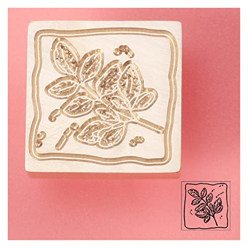Sceau Tampon Retro Square Seal Sceau de Cire de Tampon de tête de la tête de Fleur Peinture en Bois Poignée en Bois Ensemble for l'invitation de Mariage Signature for Enfants Jouet (Color : Leaf)