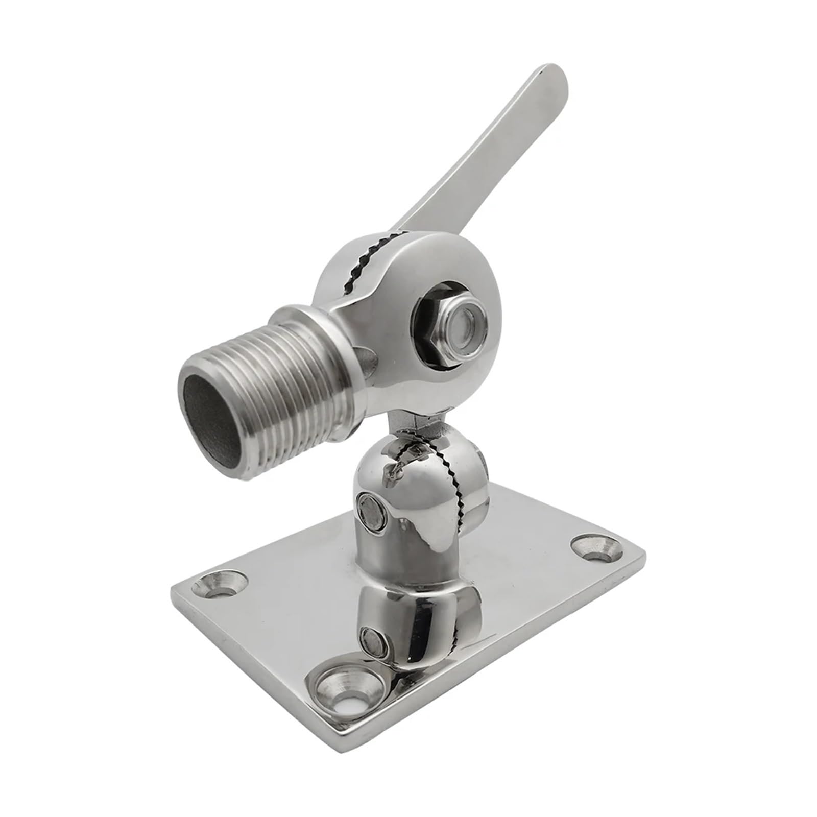 CHMIFTNX 1pcs 316 Stainless Steel Adjustable Base VHF Antenna Dual Axis Ratchet Mounts Antenna Base Boat Hardware