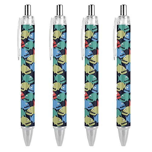 XVBCDFG Bolígrafo retráctil con diseño de piraña de dibujos animados coloridos de color azul, punta de 0,5 mm, para mujeres y hombres