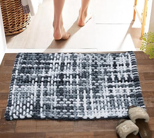 Image of LAHOME Bathroom Mat Anti Slip Bathmat Water Soak Floor Rug Non Slip Cotton Bath Mat 40x60 Cm, Dark Grey
