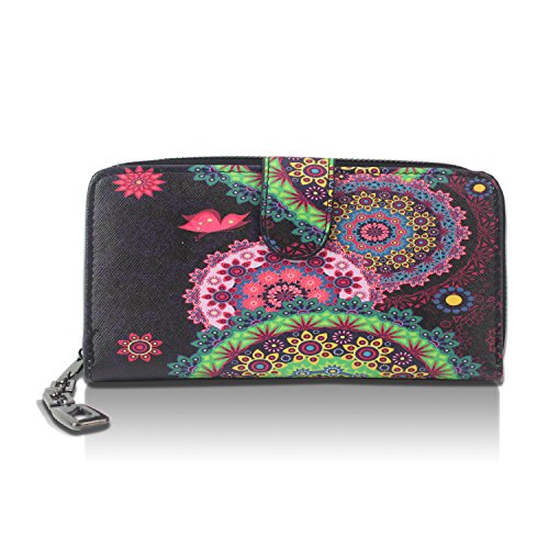 Glamexx24 Cartera con estampado floral, cartera Cartera monedero de diseño vintage.