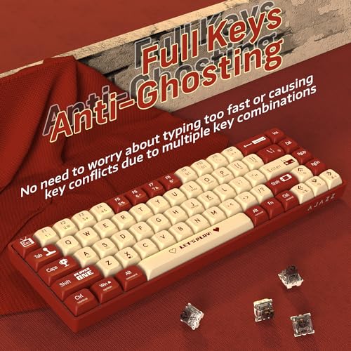 Image of AJAZZ AK680 65% Wired Hotswap Mechanical Gaming Keyboard, 68 Keys Portable Anti-Ghosting, Rainbow Lighting Programmable, EVA Sandwich, Ergonomic, Brown Switch for MAC /Win Red