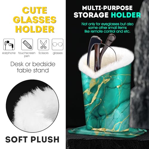 Image of Pack of 2 Plush Lined Eyeglasses Holder Stand Protective Glasses Case For Desks Or Nightstands (2 Pcs 008)