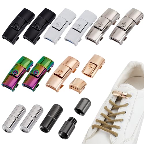 AHANDMAKER 14 cierres de cordones de aleación con hebilla de metal rápido y fácil, hebillas de bloqueo para tenis, cordones, manualidades, proyectos, zapatillas atléticas, para correr, botas de