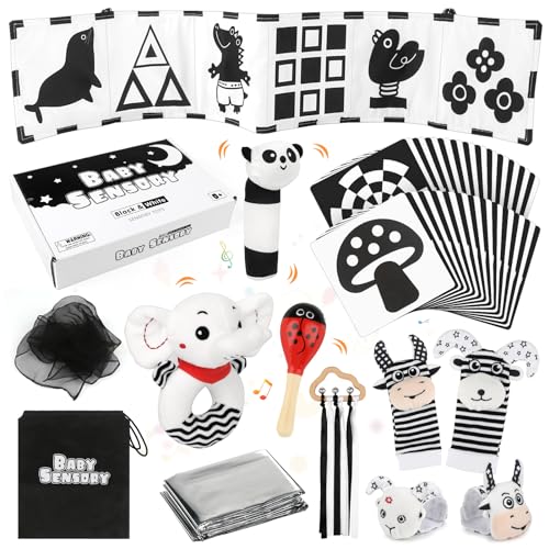 Image of Dreamon 32 Pcs Black and White High Contrast Baby Sensory Toys for Newborn 0-3 Months Brain Development - Montessori Infant Tummy Time Toys 0-6-12 Months Boy Girl Gifts