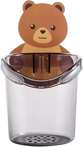 Miniatura 2 de Portacepillos de dientes Kawaii Bear para montar en la pared para niños, adolescentes, niñas, baño, dormitorio, adhesivo sin rastro, soporte para