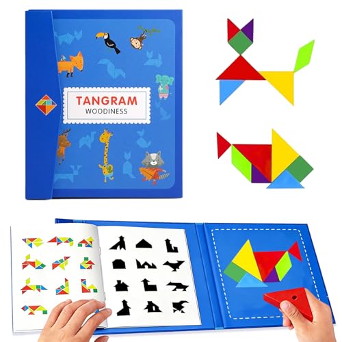 Tangram Magnético Infantil, Libro Educativo con 160 Formas y Soluciones, para Viajes, Hogar y Aula, Juguete Montessori para Niños 3 4 5 6 Años   Estimula Habilidades Cognitivas y Creatividad