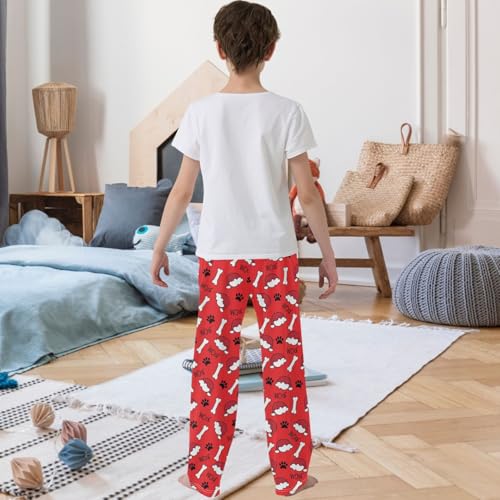 Boy's Lounge Pants Santa Hats Paw Bone Kids Jogger Pants Elastic Waist Long Bottoms with Pockets 6-14 Years3