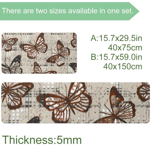 2 alfombrillas de cocina antideslizantes, absorbentes y lavables con diseño de mariposa 3
