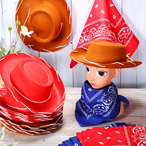 Unittype 18 Sets Cowboy Hats And Bandanas Bulk Kids Western Cowboy Costume Accessories Kids Party Supplies thumb #4