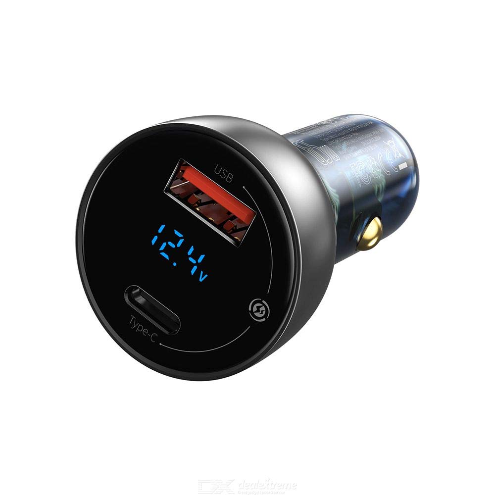 Baseus Zestaw ładowarki samochodowej specjalny wyświetlacz cyfrowy PPS QC U+C (60 W kabel C+C 1 m) 45 W czarny TZCCKX-0G