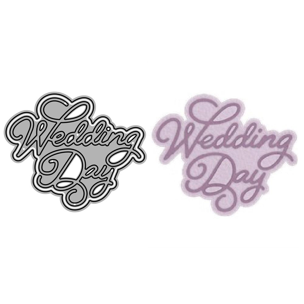 Shadow English Vocabulary Die Cuts for Card Making, Words Wedding Day Metal Cutting Dies for Paper Scrapbooking, DIY Stencils for Album Party Wedding Festivals Decoration