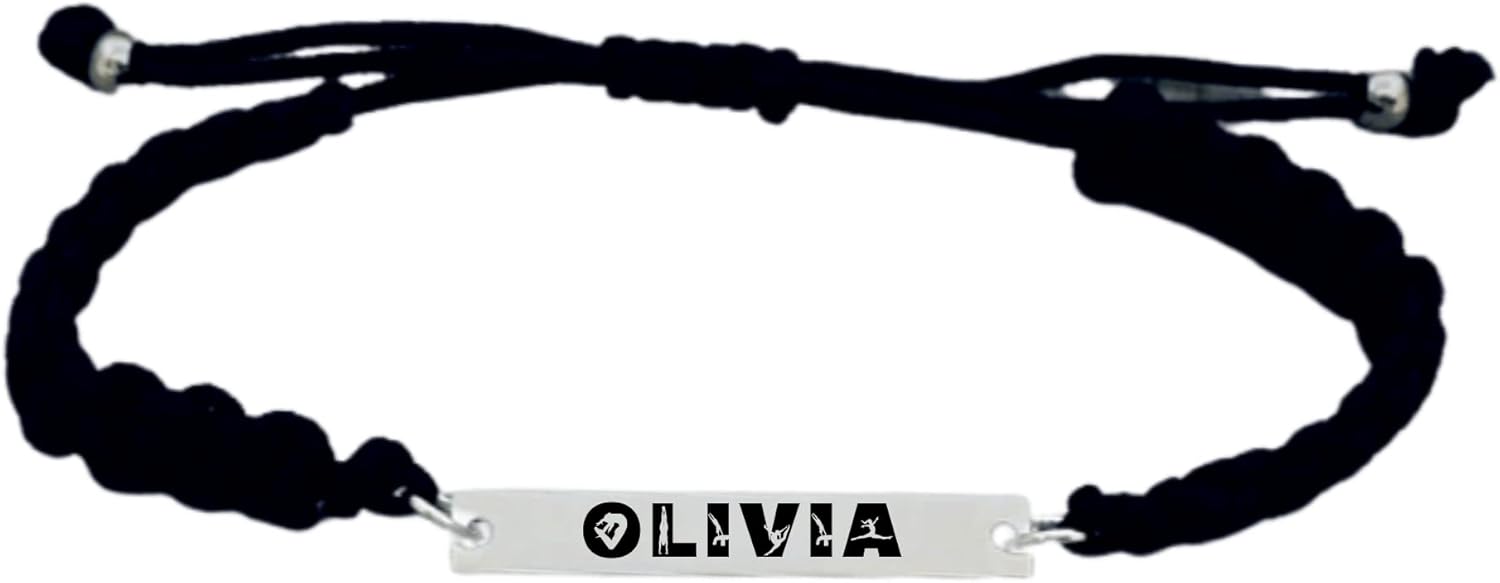Personalized Gymnastics Bracelet – Engraved Adjustable Rope Bracelet – Stainless Steel Gymnastics Jewelry Gift for Teams & Coaches - Image 2