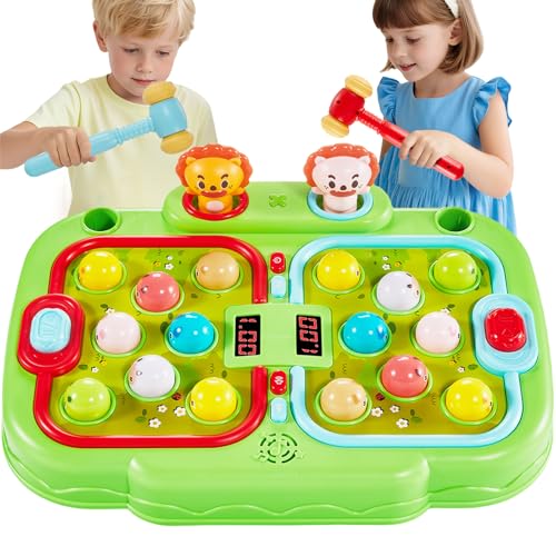 YOHOOLYO Whack A Mole Game for Toddlers Interactive Pounding Toy for 3 Year Old Boys and Girls Educational Whack Mole Game for Kids with Sound and Light Gifts for Ages 3+ 2 Hammers & 5 Modes