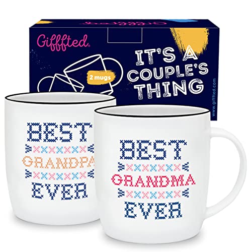 Gifffted Tasses Grand-mère Et Grand-père, Mug Original Idée Cadeau Pour Grands Parents, Anniversaire Mariage Couple, Mamie Et Papi Et Papy, Fete des Grand Parents, Mères, Pères, Noel, Cafe Tasse Cover
