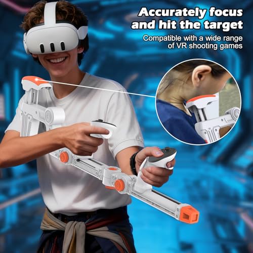 Image of VR Gunstock Compatible with Meta Quest 2 /3 /3S /Pro, Shoulder Straps Adjustable FPS Gaming Controller Accessories Quick Magnetic Attachment Cheek Pad Immersive VR Stock Rifle Gameplay