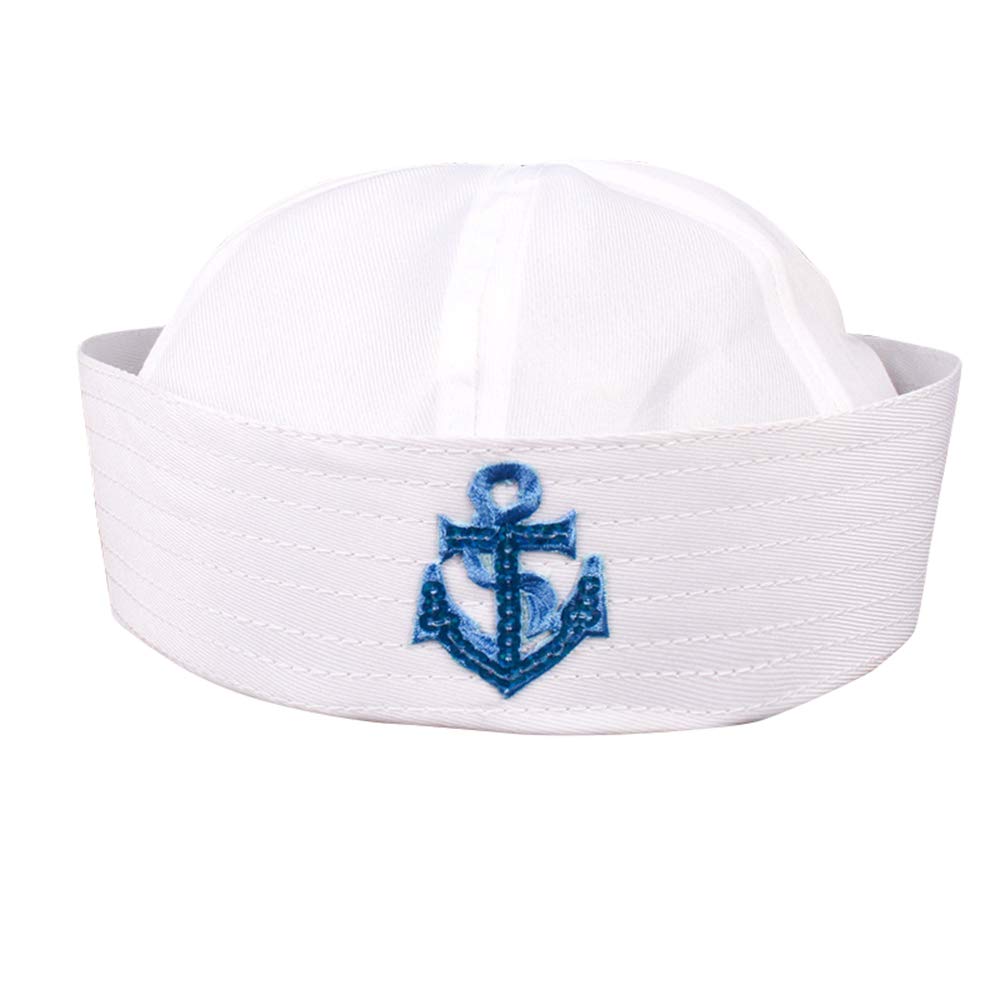 Adults and kids sailor navy boat costume hat cap with blue anchor graphic