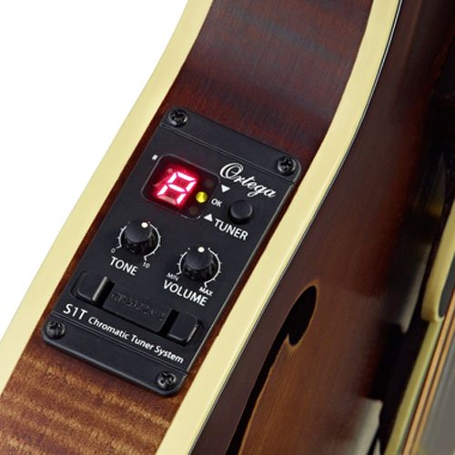 Ortega Guitars, 8-String F-Style Series All Solid Acoustic-Electric Mandolin w/Bag, Right, Gold (RMFE100AVO) - Image 6