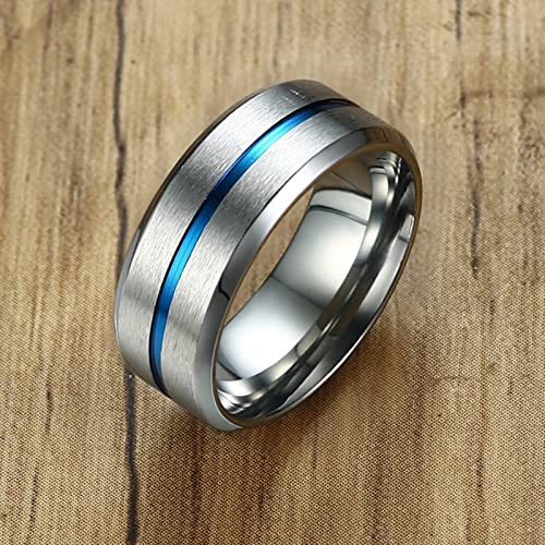Bague en titane 2pcs cannelure le cadeau de couple idéal