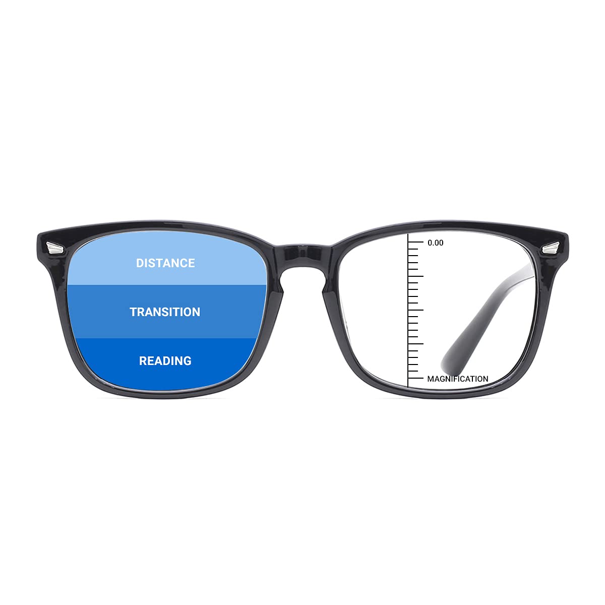 TIJN Progressive Multifocus Reading Glasses for Women Anti Blue Light Blocking Readers Vintage Square Nerd Eyeglasses