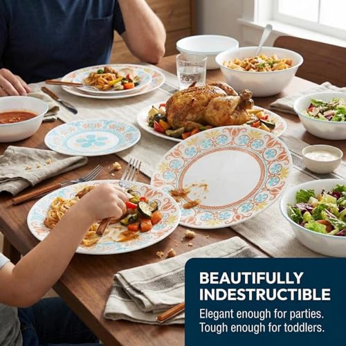 Image of Corelle Terracotta Dreams Dinnerware Set for 6 18 Pieces Dinner Plates, Appetizer Plates, and 18 Oz Bowls Dishwasher, Microwave, and Freezer Safe Proudly Made in the USA